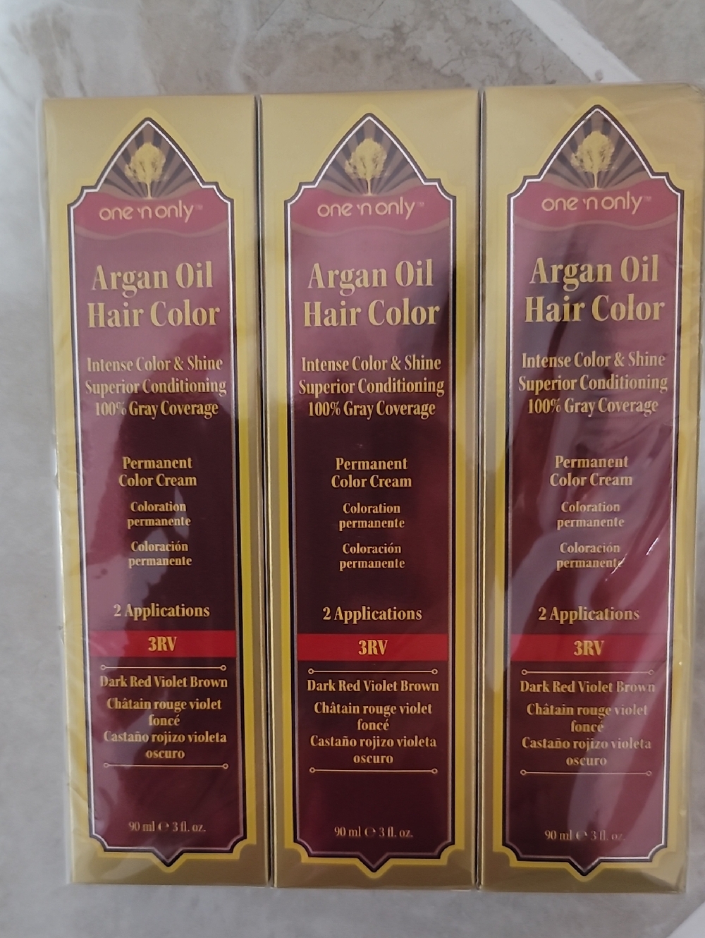 One And Only Argan Oil Hair Color — 3RV Dark Red Violet Brown, Bundle Of 3